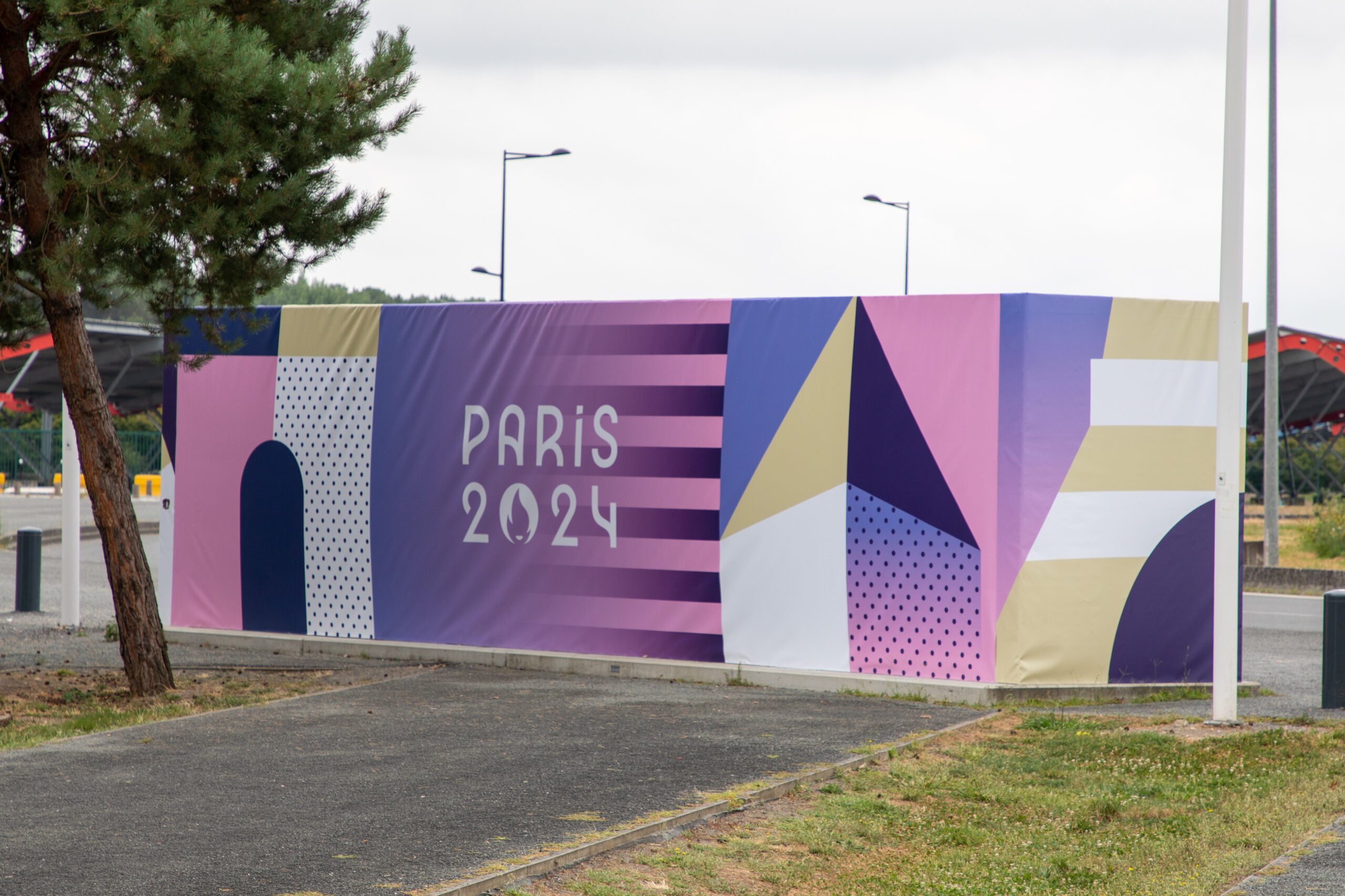 paris 2024 logo brand and text sign on street banner Olympic and Paralympic Games france label
